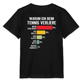 warum ich beim tennis verliere  - Stanley/Stella Kinder T-Shirt MINI CREATOR  - Schwarz - Vorne - Mikhail (115cm)