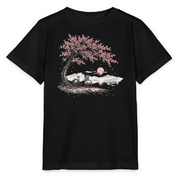 Kirschblüte Kirschbaum Fahrrad Hollandrad Japan - Stanley/Stella Kinder T-Shirt MINI CREATOR  - Schwarz - Vorne - Mikhail (115cm)