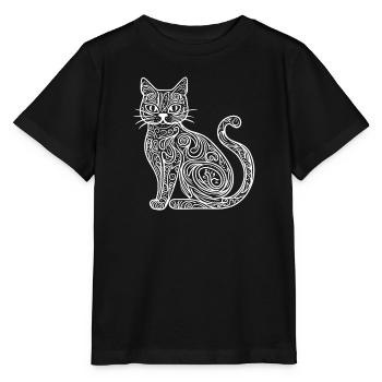 Croquis du chat - T-shirt bio MINI CREATOR Stanley/Stella Enfant - noir - Devant - Mikhail (115cm)