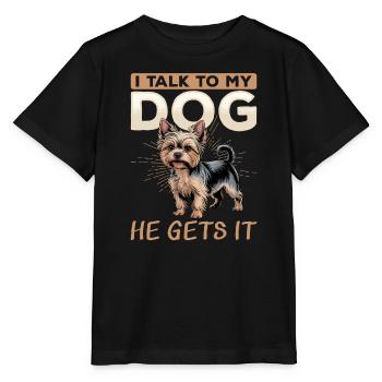 Yorkshire Terrier Yorkshire Race de chien Yorkshire - T-shirt bio MINI CREATOR Stanley/Stella Enfant - noir - Devant - Mikhail (115cm)