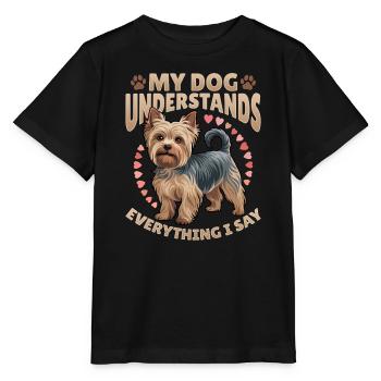 Yorkshire Terrier Yorkshire Race de chien Yorkshire - T-shirt bio MINI CREATOR Stanley/Stella Enfant - noir - Devant - Mikhail (115cm)