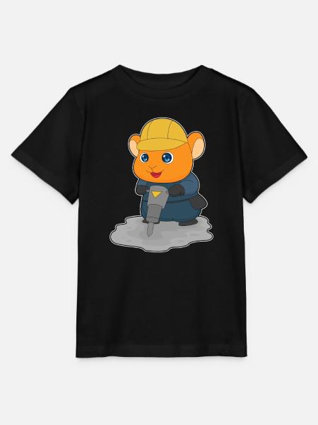 Hamster Bauarbeiter Presslufthammer Baustelle - Stanley/Stella Kinder T-Shirt MINI CREATOR  - Schwarz