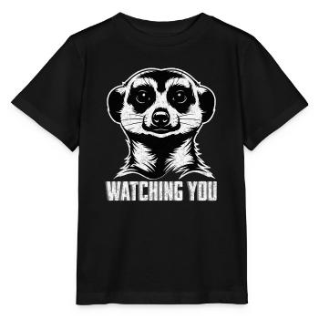 Meerkat Watching You - Funny Animal Shirt - Stanley/Stella MINI CREATOR Kids’ T-Shirt - black - Front - Mikhail (115cm)