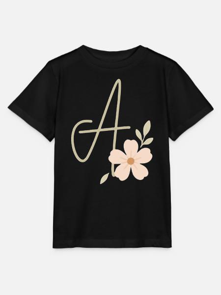 Monogramm Eine Blüte - Stanley/Stella Kinder T-Shirt MINI CREATOR - Schwarz