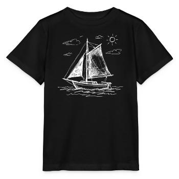 Segelboot hand gezeichnet - Stanley/Stella Kinder T-Shirt MINI CREATOR  - Schwarz - Vorne - Mikhail (115cm)