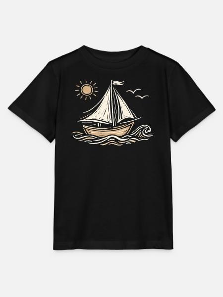 Segelboot Skizze - Stanley/Stella Kinder T-Shirt MINI CREATOR  - Schwarz