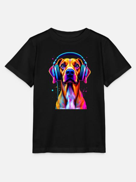 Viszla mit Kopfhörer - Stanley/Stella Kinder T-Shirt MINI CREATOR - Schwarz