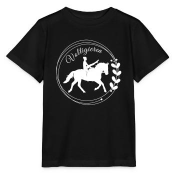 Voltigieren Mühle: Volti Pferdesport Pflichtübung - Stanley/Stella Kinder T-Shirt MINI CREATOR  - Schwarz - Vorne - Mikhail (115cm)