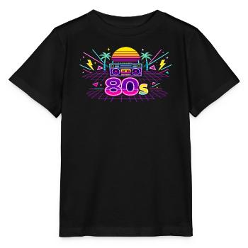 Neon 80s Boombox Sunset - Stanley/Stella MINI CREATOR Kids’ T-Shirt - black - Front - Mikhail (115cm)