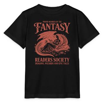 Fantastic Readers' Society Dragon fantasy - Stanley/Stella MINI CREATOR Kids’ T-Shirt - black - Front - Mikhail (115cm)