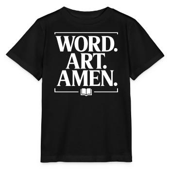 Word Art Amen Typography Tee - Stanley/Stella MINI CREATOR Kids’ T-Shirt - black - Front - Mikhail (115cm)