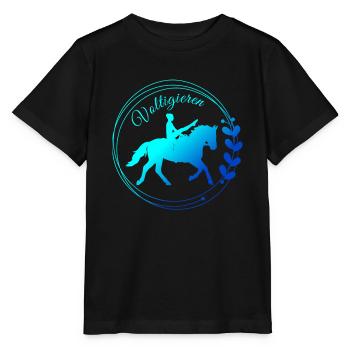 Voltigieren Mühle: Volti Pferdesport Pflichtübung - Stanley/Stella Kinder T-Shirt MINI CREATOR  - Schwarz - Vorne - Mikhail (115cm)