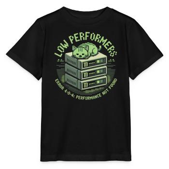 Low Performers Cat Server Pixel Art - Stanley/Stella MINI CREATOR Kids’ T-Shirt - black - Front - Mikhail (115cm)