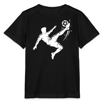 Fallrückzieher Fussball Silhouette - Stanley/Stella Kinder T-Shirt MINI CREATOR  - Schwarz - Vorne - Mikhail (115cm)