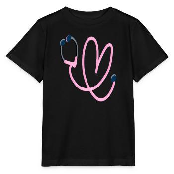 Rosa Herz Stethoskop - Stanley/Stella Kinder T-Shirt MINI CREATOR  - Schwarz - Vorne - Mikhail (115cm)