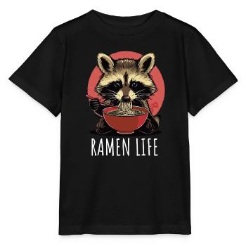 Japan Katze Ramen Nudel Retro Welle Motiv - Stanley/Stella Kinder T-Shirt MINI CREATOR  - Schwarz - Vorne - Mikhail (115cm)