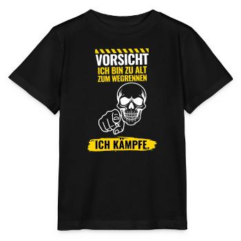 Vorsicht Ich bin zu alt zum Wegrennen - Stanley/Stella Kinder T-Shirt MINI CREATOR  - Schwarz - Vorne - Mikhail (115cm)