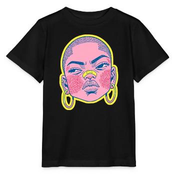 Black female portrait #9 - Stanley/Stella Kinder T-Shirt MINI CREATOR  - Schwarz - Vorne - Mikhail (115cm)