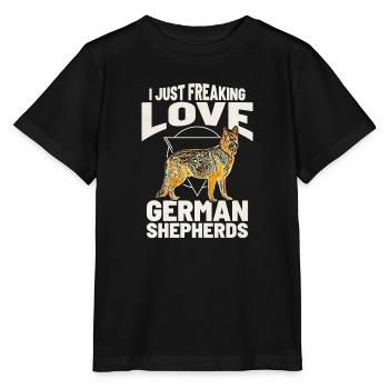 J’adore les bergers allemands - T-shirt bio MINI CREATOR Stanley/Stella Enfant - noir - Devant - Mikhail (115cm)
