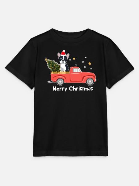 Frenchie Xmas Truck – Frohe Weihnachten - Stanley/Stella Kinder T-Shirt MINI CREATOR - Schwarz