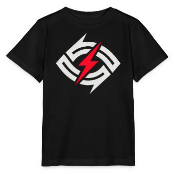 Kreisblitz Kontrast - Stanley/Stella Kinder T-Shirt MINI CREATOR  - Schwarz - Vorne - Mikhail (115cm)