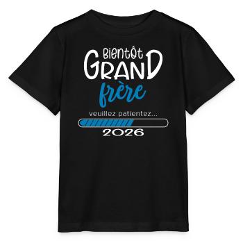 T-shirt Bientôt Grand Frère 2026 Loading - T-shirt bio MINI CREATOR Stanley/Stella Enfant - noir - Devant - Mikhail (115cm)
