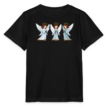 Anges Célestes Triples en Prière - T-shirt bio MINI CREATOR Stanley/Stella Enfant - noir - Devant - Mikhail (115cm)