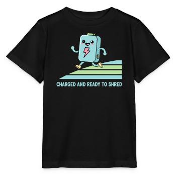 Kawaii E-Bike Battery Ready To Shred - Stanley/Stella MINI CREATOR Kids’ T-Shirt - black - Front - Mikhail (115cm)