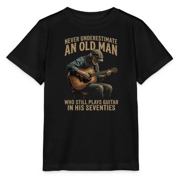 Alter Mann Spielt Gitarre 70 Geburtstag - Stanley/Stella Kinder T-Shirt MINI CREATOR  - Schwarz - Vorne - Mikhail (115cm)