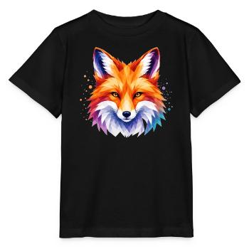 Conception du renard – Motif polygonal du renard pour les amoureux des animaux - T-shirt bio MINI CREATOR Stanley/Stella Enfant - noir - Devant - Mikhail (115cm)