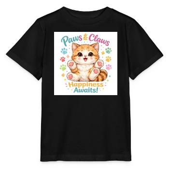 Paws & Claws Happiness Awaits - Stanley/Stella Kinder T-Shirt MINI CREATOR  - Schwarz - Vorne - Mikhail (115cm)