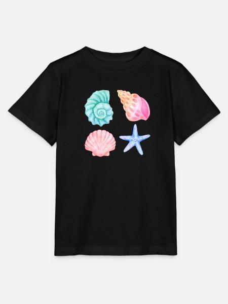 Wasserfarben Muscheln Strandmotiv - Stanley/Stella Kinder T-Shirt MINI CREATOR - Schwarz