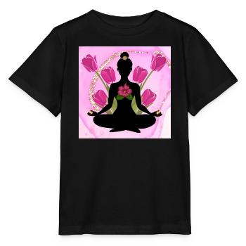 Meditative silhouette pink hibiscus - Stanley/Stella MINI CREATOR Kids’ T-Shirt - black - Front - Mikhail (115cm)