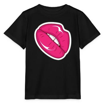 Pink Lips Pop Art Comic Retro-Stil - Stanley/Stella Kinder T-Shirt MINI CREATOR  - Schwarz - Vorne - Mikhail (115cm)