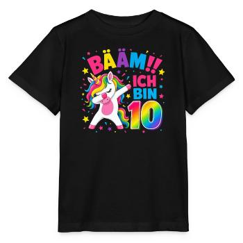 Geburtstag Mädchen 10 Jahre Einhorn - Stanley/Stella Kinder T-Shirt MINI CREATOR  - Schwarz - Vorne - Mikhail (115cm)