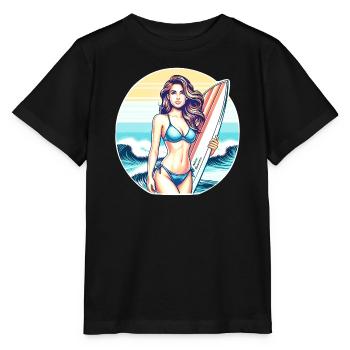 Surf Diva at Sunset - Stanley/Stella MINI CREATOR Kids’ T-Shirt - black - Front - Mikhail (115cm)