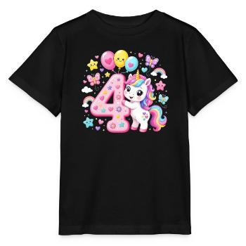 La Fille d’anniversaire 4 ans de licorne - T-shirt bio MINI CREATOR Stanley/Stella Enfant - noir - Devant - Mikhail (115cm)