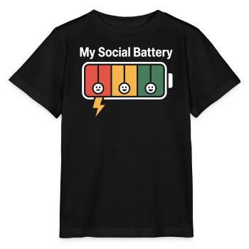 Social Battery Introvert Dead Battery Battery - Stanley/Stella MINI CREATOR Kids’ T-Shirt - black - Front - Mikhail (115cm)