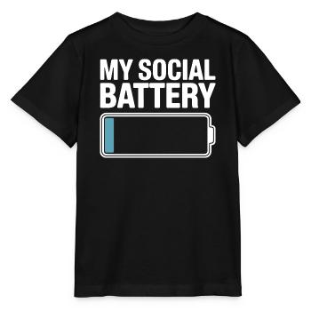 Social Battery Introvert Dead Battery Battery - Stanley/Stella MINI CREATOR Kids’ T-Shirt - black - Front - Mikhail (115cm)