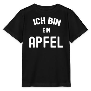 ICH BIN EIN APFEL Kostüm Fasching Karneval Äpfel - Stanley/Stella Kinder T-Shirt MINI CREATOR  - Schwarz - Vorne - Mikhail (115cm)