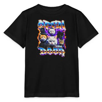 Ouvre la porte — Neon Cat Crew - T-shirt bio MINI CREATOR Stanley/Stella Enfant - noir - Devant - Mikhail (115cm)