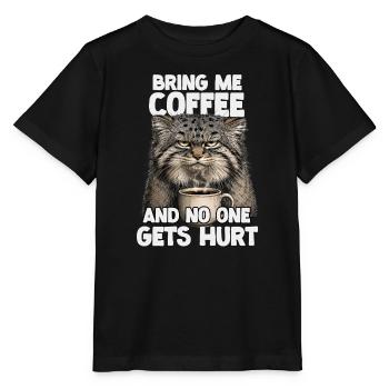 Manul Pallas Chat Café Sarcasme Amoureux des chats - T-shirt bio MINI CREATOR Stanley/Stella Enfant - noir - Devant - Mikhail (115cm)