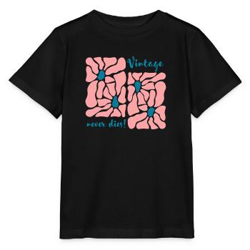 Vintage Blüten Retro Muster - Stanley/Stella Kinder T-Shirt MINI CREATOR  - Schwarz - Vorne - Mikhail (115cm)