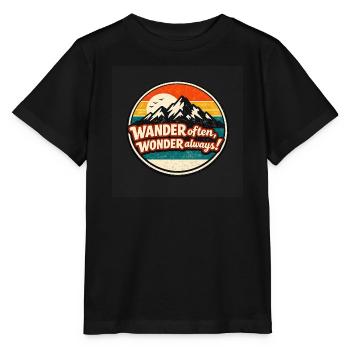 Retro Mountain Sunset Hiking Badge - Stanley/Stella Kinder T-Shirt MINI CREATOR  - Schwarz - Vorne - Mikhail (115cm)
