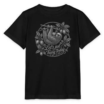 Faultier Mama mit Baby – Let's Hang Today - Stanley/Stella Kinder T-Shirt MINI CREATOR  - Schwarz - Vorne - Mikhail (115cm)