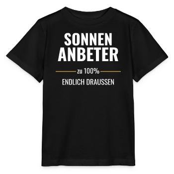 Sonnenanbeter zu 100% Endlich draußen - Stanley/Stella Kinder T-Shirt MINI CREATOR  - Schwarz - Vorne - Mikhail (115cm)