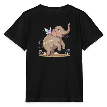 Freudiger Elefant mit Feenflügeln - Stanley/Stella Kinder T-Shirt MINI CREATOR  - Schwarz - Vorne - Mikhail (115cm)