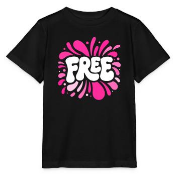Kostenloser weißer Text auf Rose Splash - Stanley/Stella Kinder T-Shirt MINI CREATOR  - Schwarz - Vorne - Mikhail (115cm)