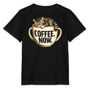 Coffee Now Kaffee Riesen Tasse Katze Lustig - Stanley/Stella Kinder T-Shirt MINI CREATOR  - Schwarz - Vorne - Mikhail (115cm)