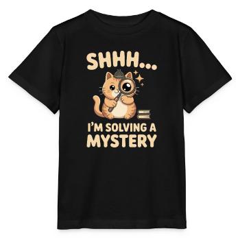 Katzen Thriller Bücher Leser Mystery Bücherwurm - Stanley/Stella Kinder T-Shirt MINI CREATOR  - Schwarz - Vorne - Mikhail (115cm)